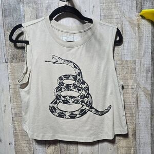 Born Primitive Tan Dont Tread On Me Graphic Crop Muscle Tee Tank